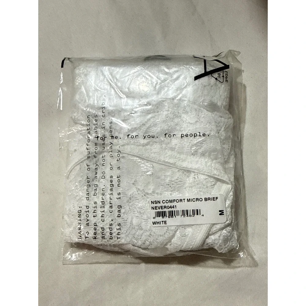 Cosabella Never Say Never Lace Brief White Underwear Soft Stretch Comfort M